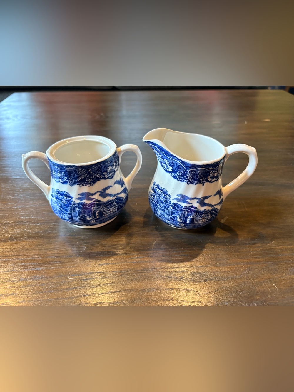 Old Castle by Barratts England Blue and White sugar & Creamer Vintage Set